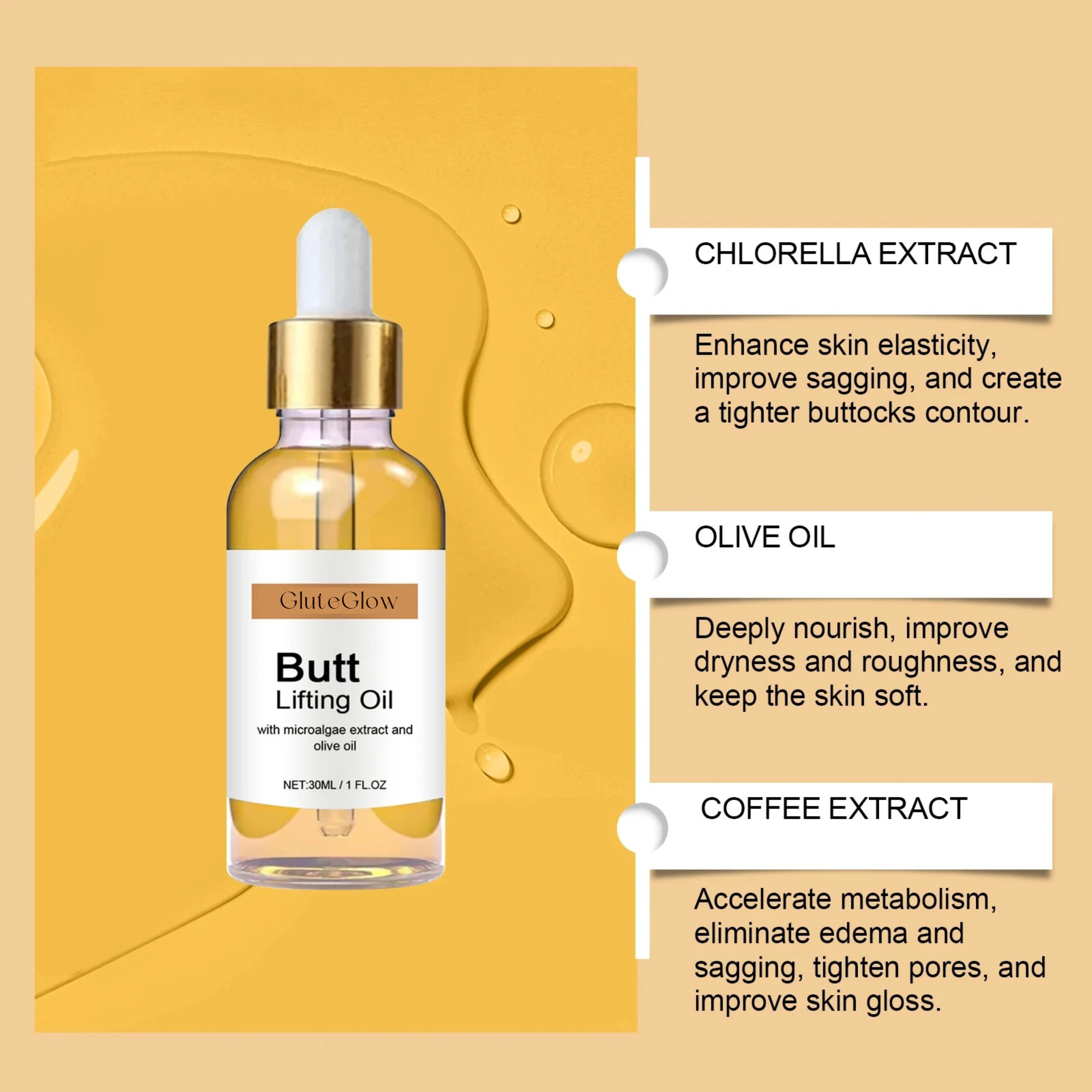 GluteGlow – The Curve-Enhancing Oil for a Fuller, Firmer Booty