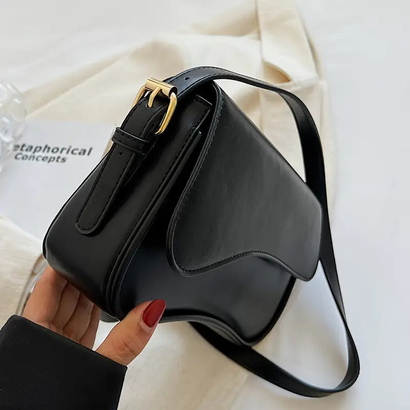 Crossbody Bag for Women – Casual Flap Handbag with Adjustable Strap and Painted Detail