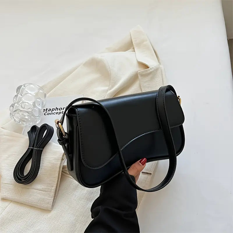 Crossbody Bag for Women – Casual Flap Handbag with Adjustable Strap and Painted Detail